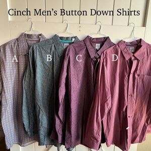 Choose One - XXL CINCH Men's Button Down Shirts 100% Cotton